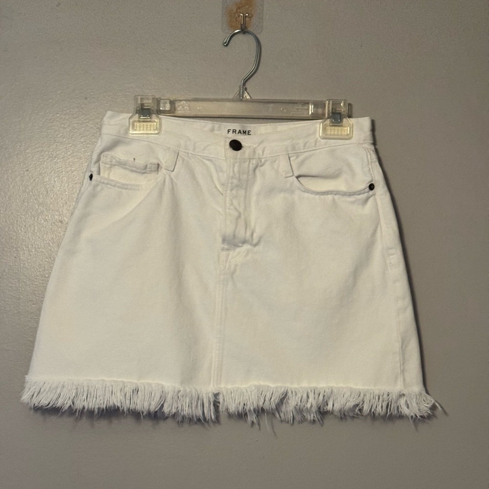 Frame Denim Cream A-line Mini Skirt Casual